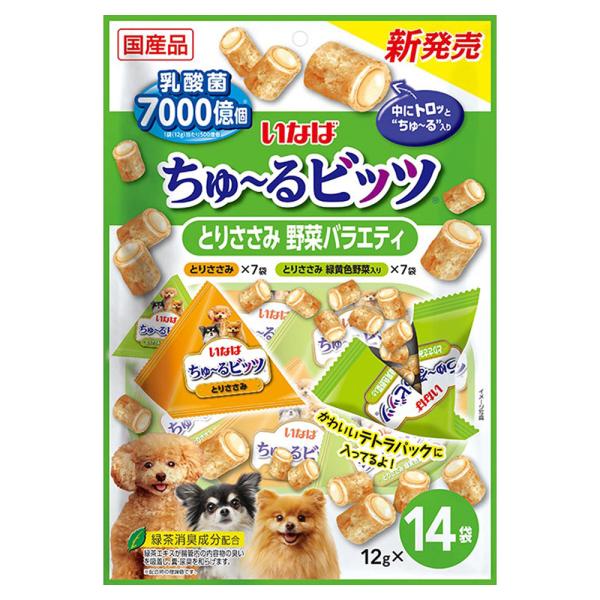 他サイト： いなば　ちゅ〜るビッツ　とりささみ野菜バラエティ　１４袋入りの商品画像
