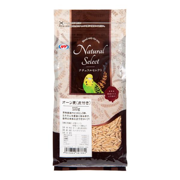 メーカー：ナチュラルペット ＮＰＦ　ナチュラルセレクト　オーツ麦（皮付き）　５００ｇ　4932804307862　トリ　鳥　小鳥　小動物　愛鳥　インコ　えさ　餌　フード　ごはん　ご飯　小鳥フード　鳥用フード　小鳥用フード　インコ用　小型イン...