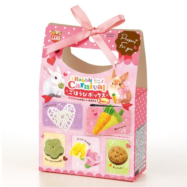 メーカー：マルカン メーカー画像　マルカン　ラビットカーニバル　ごほうびボックス　５種セット　4906456585404　20251219　ｙ25ｍ12　cngc　小動物　小動物用品　用品　うさぎ　兎　ウサギ　モルモット　チンチラ　遊ぶ　噛...