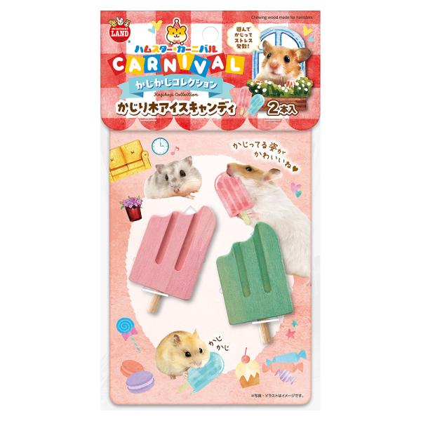 メーカー：マルカン メーカー画像　マルカン　ハムスターカーニバル　かじり木アイスキャンディ　２本入り　4906456585442　20251222　ｙ25ｍ12　cngc　小動物　小動物用品　用品　ハムスター　かじり木　木　かじる　安心　遊...