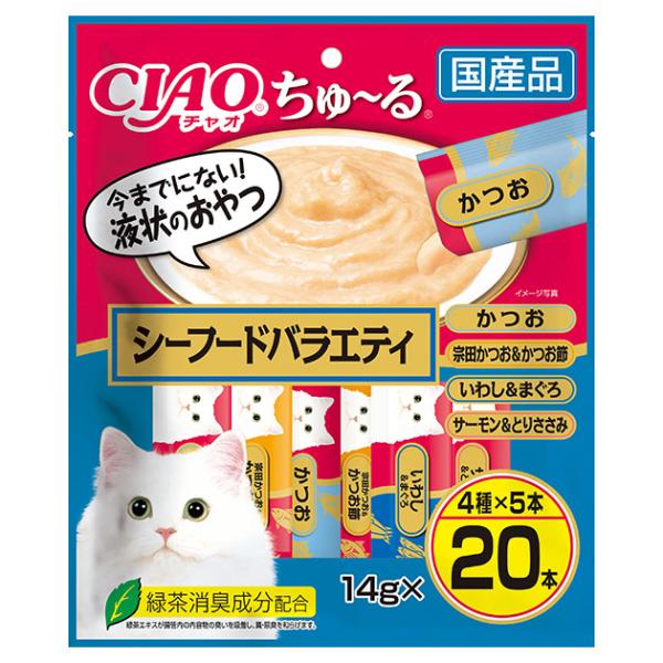 他サイト： いなば　ＣＩＡＯ　チャオ　ちゅ〜る　シーフードバラエティ　１４ｇ×２０本　ちゅーる　チュール　猫の商品画像