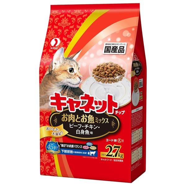 他サイト： キャットフード　ペットライン　キャネットチップ　お肉とお魚ミックス　２．７ｋｇ　国産の商品画像