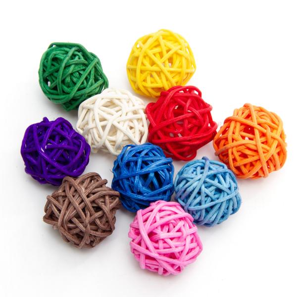 メーカー：(株)リーフ Leaf Corp カラフルラタンボール　１０個　鳥用おもちゃ　4582645947743　リーフコーポレーション　リーフコーポ　リーフ　ＬＥＡＦ　Corp　necoyama工房　鳥　おもちゃ　玩具　バードトイ　天然...