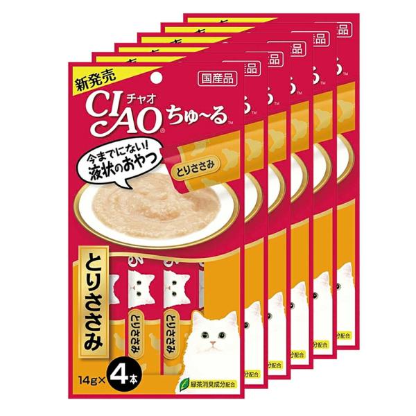 いなば　ＣＩＡＯ　チャオ　ちゅ〜る　とりささみ　１４ｇ×４本　６袋入り　おやつ　ちゅーる　チュール　猫