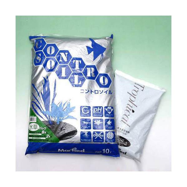 水草育成ソイルセット　コントロソイル　ノーマル　１０Ｌ（黒）＋トロフィカル　Ｂａｓｅ　２Ｌ　弱酸性　軟水