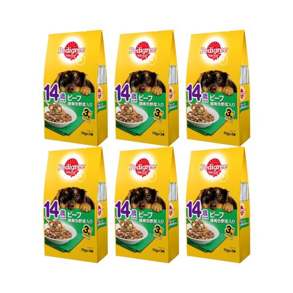 他サイト： ペディグリー　１４歳から用　ビーフ　緑黄色野菜入り　７０ｇ×３袋　６袋入り　ドッグフードの商品画像