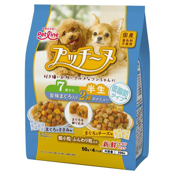 他サイト： ペットライン　いぬのしあわせ　プッチーヌ　７歳からの高齢犬用　低脂肪タイプ（セミモイストタイプ）　２００ｇの商品画像