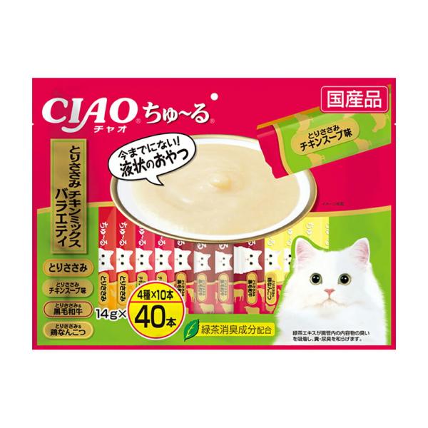 いなば　ＣＩＡＯ　ちゅ〜る　４０本　とりささみ・チキンミックスバラエティ　１４ｇ×４０本　ちゅーる　チュール　猫