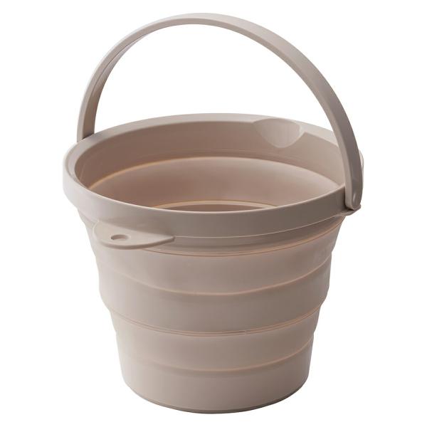 伊勢藤　折りたたみ　ソフトバケツ　８Ｌ　ベージュ　バケツ