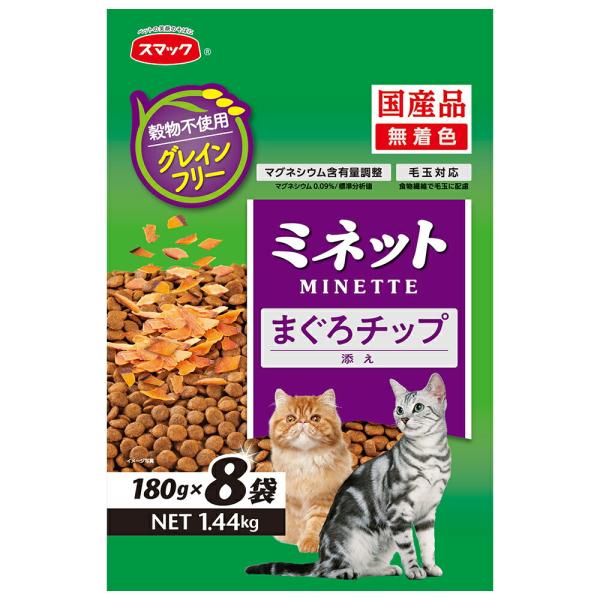 他サイト： キャットフード　スマック　ミネット　グレインフリー　まぐろチップ添え　１．４４ｋｇ（１８０ｇ×８袋）の商品画像