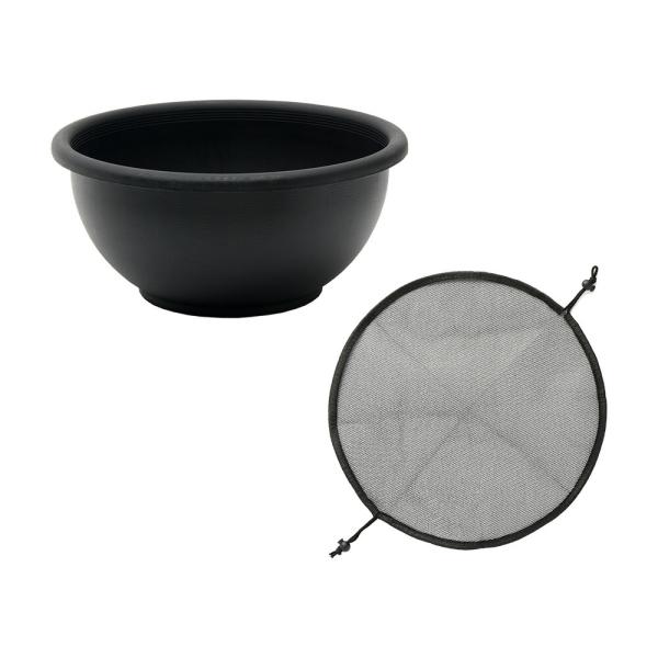 スドー　メダカの丸鉢　あいすみ（藍墨）＋メダカ鉢の保護ネット　丸型（小）