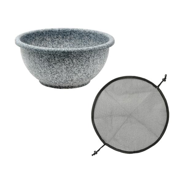 スドー　メダカの丸鉢　みかげ＋メダカ鉢の保護ネット　丸型（小）