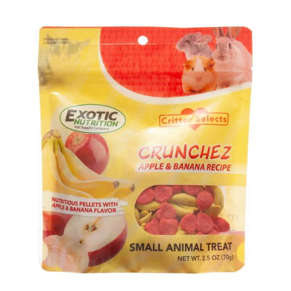 Crunchez Apple and Banana - Crunchy Fruit Flavored Treat Bites - Sugar Gliders, Squirrels, Marmosets, Prairie Dogs, Hamsters, Chinchillas, Exotic Birds, Rabbits, Guinea Pigs, Degus, Small Pets