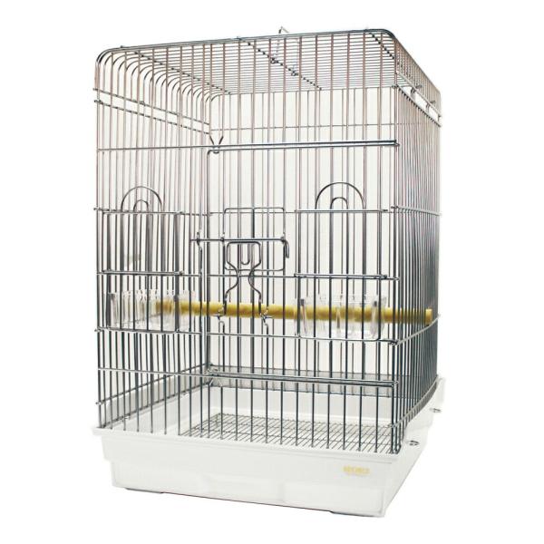 鳥かご　ＨＯＥＩ　４６５オウムステンレス　ホワイト　（４６．５×４６．５×６６ｃｍ）　中型インコ　オウム　１８０サイズ