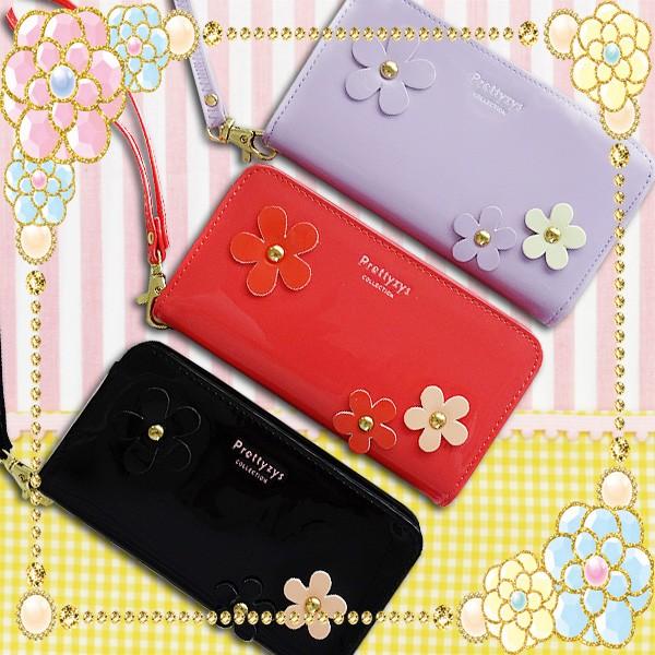 なくなり次第終了 早い者勝ち スマホも入れられる お財布 ポーチ スマホケース エナメル ストラップ付 かわいい 花 ピンク ブラック パープル 黒 紫 Buyee Buyee Japanese Proxy Service Buy From Japan Bot Online