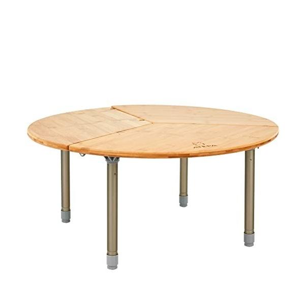ATEPA キャンプ テーブル ちゃぶ台 直径65cm アウトドアテーブル ローテーブル 円形 高さ調整 30cm-40cm無段階 竹製