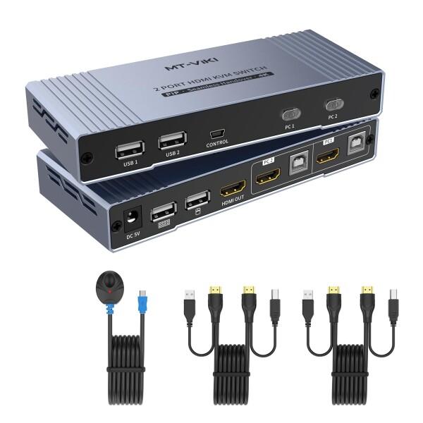 HDMI KVMシームレス切替器 2ポート シームレス瞬時切り替え 4K