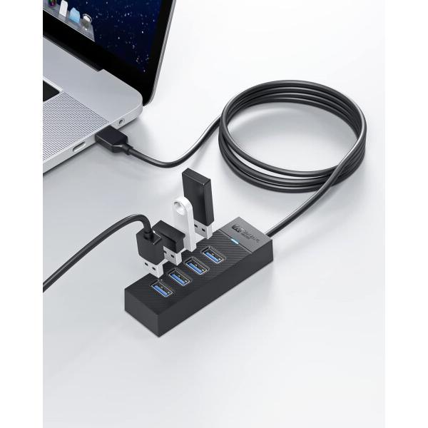 SANZANG 4ポートハブ USB 3.0ハブ 5Gbps 分配器 USBポート拡張器 ノートパソコン/メモリ/ハードディスク/ゲーム機/プリンター/カメラ/キーボード/マウス対応商品コード：49069157104【5Gbps高速転送】S...