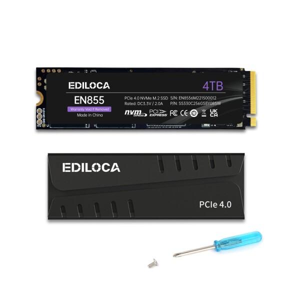 Ediloca EN855 SSD ヒートシンク付き 4TB PCIe Gen4x4 NVMe M.2 2280