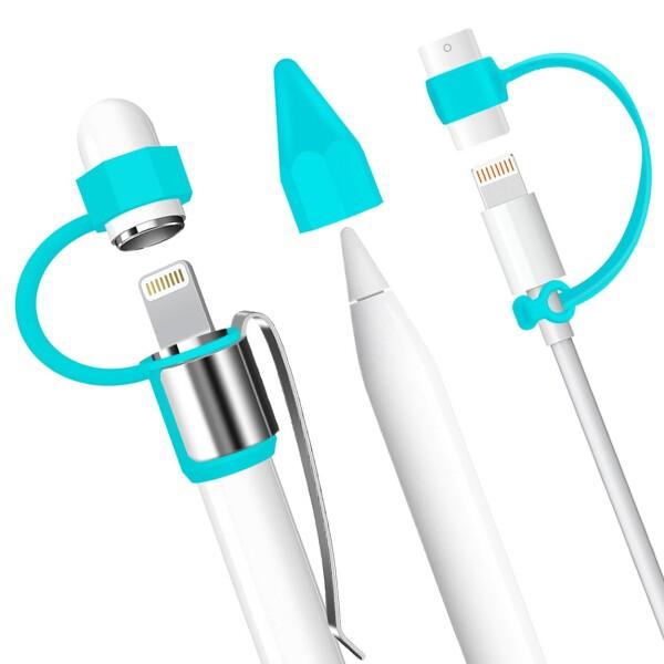 Kutop Apple Pencil キャップケース，柔らかい シリコーン 輪ゴム ペン フック付き ホルダー/ペン先カ