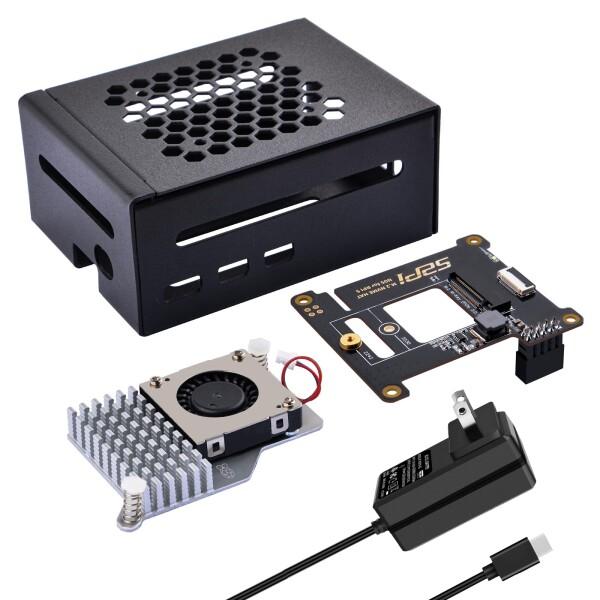 GeeekPi Raspberry Pi 5 ケース、PD 27W 電源付き | PCIe M.2