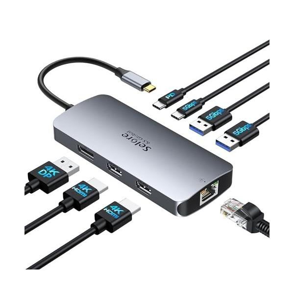 Selore 8in1ドッキングステーション hdmi 2つ 4K対応 3画面出力