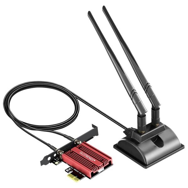 GLOTRENDS WiFi 6E PCIeカード、デスクトップPC用2m延長アンテナ