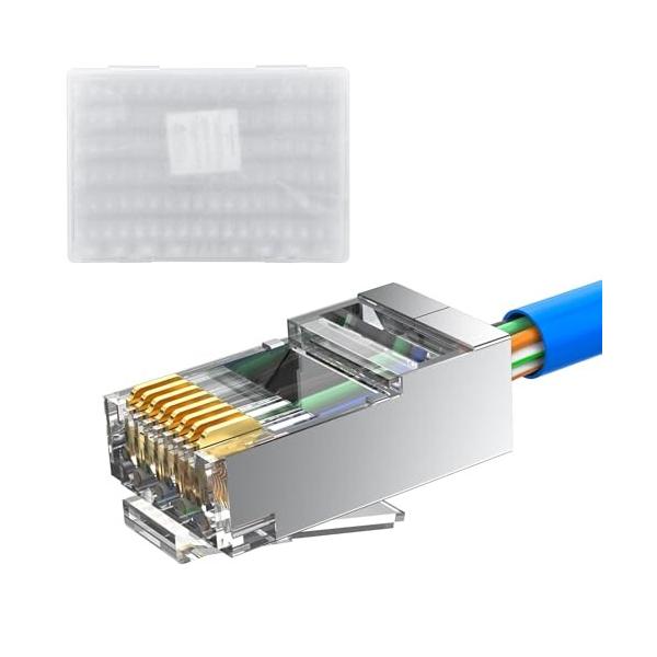 MJHA808TC  モジュラープラグ　CAT6   100個 MJHA-808TC カテゴリー6モジュラープラグ(貫通タイプ) DENSAN