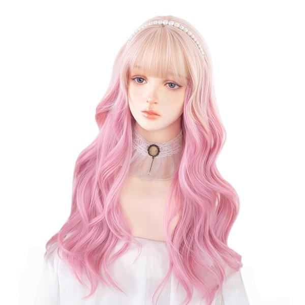 RyuuCos ロリータ かつら ロングヘア カール 巻き髪 ピンク ウィッグ