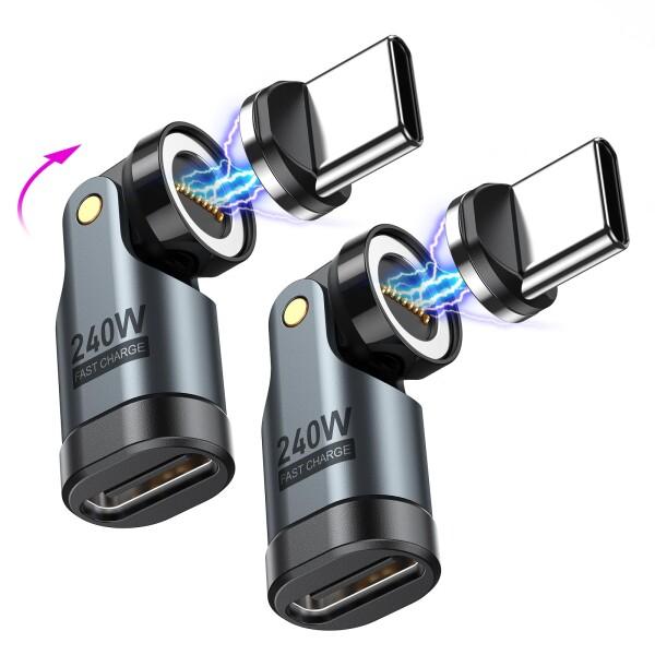 VAFOTON 240W対応 9Pin マグネット USB-C 変換アダプタ 540°回転 Type