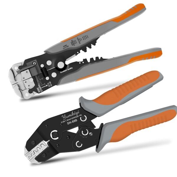 YUMKIYI ワイヤーストリッパーと圧着ペンチ キット、AWG 24-10用の自動
