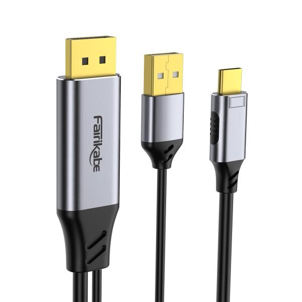 ポータブルモニター　DP-DF163S-B Type-Cケーブル Fairikabe 6.6フィート DisplayPort - USB Cケーブル DP 1.2オス-Type