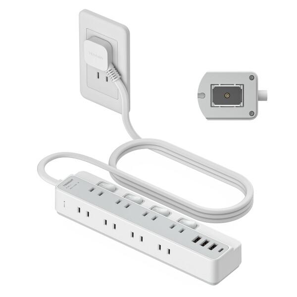 電源タップ マグネット 延長コード 2m 薄型プラグ たこあし コンセント usb付き テーブルタップ TE