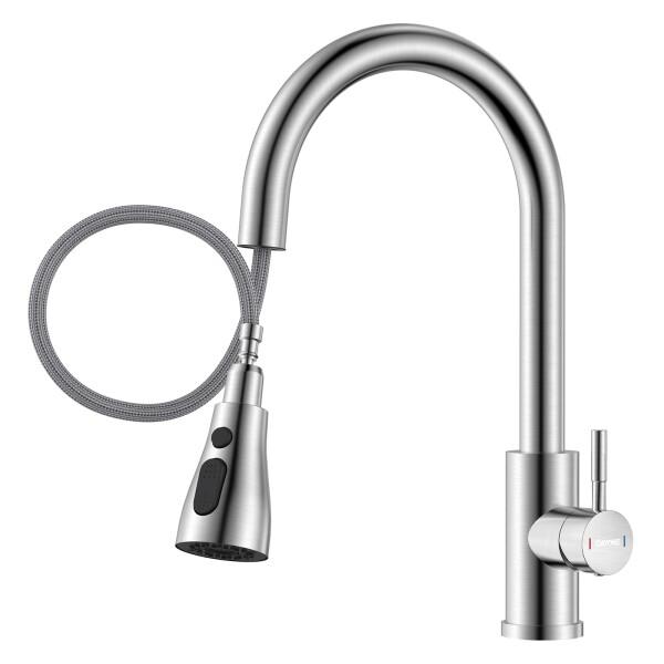 他サイト： DAYONE キッチン混合水栓 引き出し式スプレー、SUS304ステンレスシンク用混合水栓、キッチン用3機の商品画像