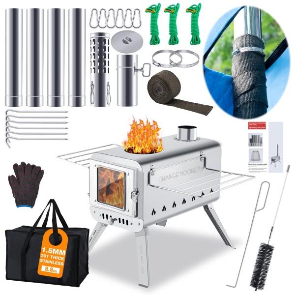 CHANGE MOORE 薪ストーブ 二次燃焼 耐熱ガラス窓 煙突 コンパクト