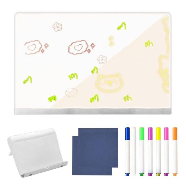 お絵かきボード LED アクリルメッセージボード カラー付き 透明メモボード 繰り返し書ける 消せる お絵描きボード 店舗/オフィス/フェスティバル/ギフトのナイトライトとして使用可能 伝言板 卓上メニューボード(20*20cm））商品コー...