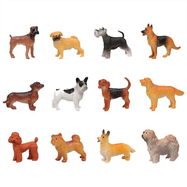 12PCS犬フィギュアセット ミニ動物フィギュア 犬モデル リアルな動物