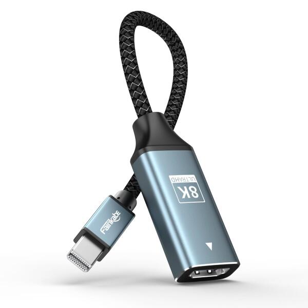 Mini DP to HDMI 変換アダプタ 8K@60Hz 4K@144Hz 2K@240Hz 15cm 編組