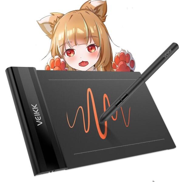 他サイト： VEIKK ペンタブ 6×4インチ スマホ対応 持ち運び便利 板タブ 筆圧感知8192段階 傾き検知±60° 電源不の商品画像