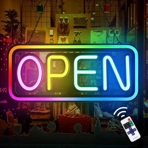 OPEN RGB ネオンサイン オープン LED ネオンライト 10種類 4モード 調