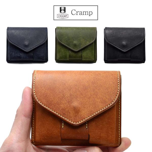 三つ折り ミニ財布 革 本革 池之端銀革店 Cramp クランプ Cr-602 プエブロレザー スリムウォレット イタリアンレザー 財布 コンパクト