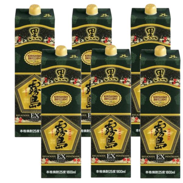 黒霧島 25% 1800ml パック 6本入り×2の12本 chaplin_4972776189240