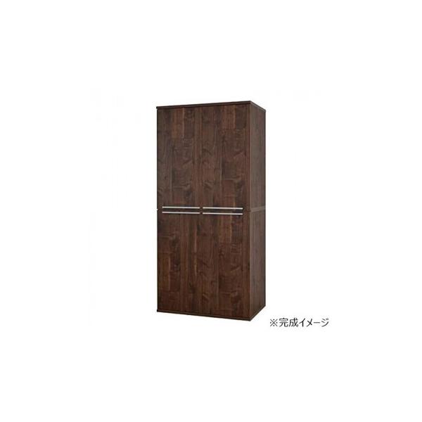 日本製組立家具 クローゼット ハンガーラック付収納 CO-NC-1990LBT ブラウン(2梱包)(代引・同梱不可)