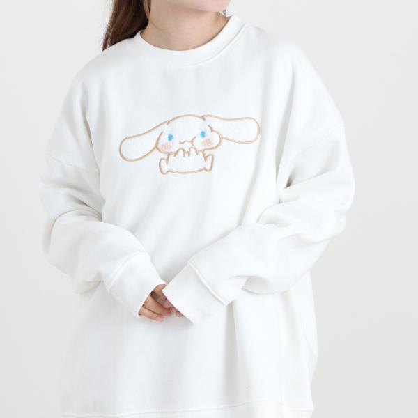 シナモロール サガラ刺繍 裏起毛ビッグシルエット トレーナー オーバー