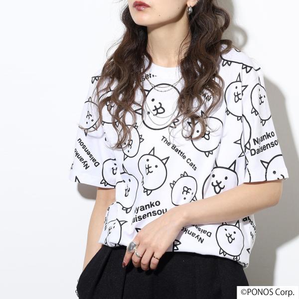 にゃんこ大戦争 Tシャツ 半袖 プリント 総柄 トップス メンズ