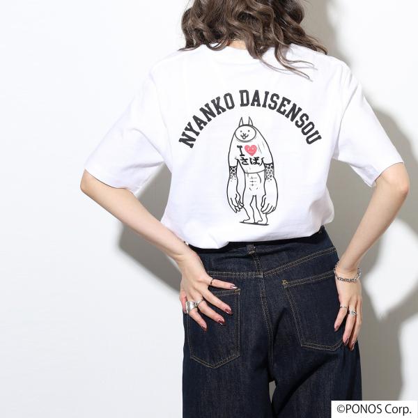 にゃんこ大戦争 Tシャツ 半袖 プリント アイラブさば ポケット付き
