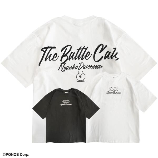 にゃんこ大戦争 Tシャツ 半袖  オーバーサイズ プリント ストリートトップス メンズ レディース