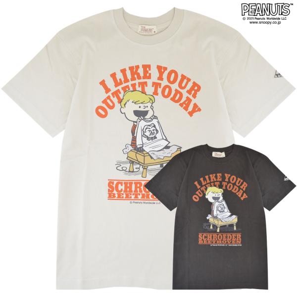 シュローダー スヌーピー フレンズ 半袖 Tシャツ トップス ピグメントプリント ヴィンテージ PEANUTS SNOOPY SCHROEDER
