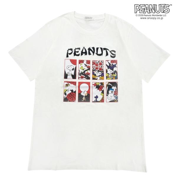 SNOOPY（スヌーピー） 花札柄 半袖 Tシャツ プリント 天竺 ロゴ刺繍