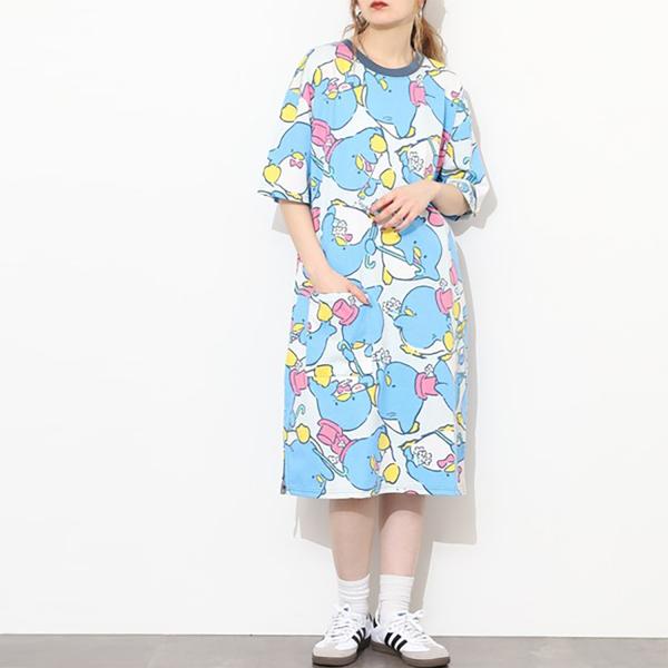 タキシードサム 半袖 スーパービッグ Tシャツ 総柄 プリント トップス ワンピース 天竺 メンズ レディース サンリオ キャラクターズ 夏